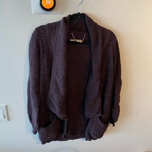 Cozy burgundy cardigan sweater with pockets
